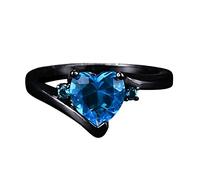 Fycakly Bague Argent 925 Femme Coeur mer Zircon noir en forme d'anneau pour les filles anneau décoratif lumière luxe bague en mariage fiançailles artisanat