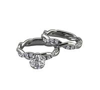 Fycakly Bague Argent 925 Femme Ensemble de 2 pièces bague amour coeur femme mode personnalité dames anneaux 5/6/ 7/8/ 9/10