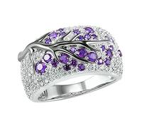 Fycakly Bague Argent 925 Femme Flower P Ladies Lum Zircon Ladies Branch Ring Ring Wedding Rings