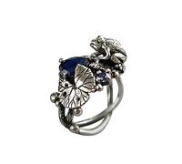 Fycakly Bague en argent de mascotte d'anneau de grenouille personnalité mode rétro pour des femmes et des hommes bague anniversaire femme (Silver, 9)