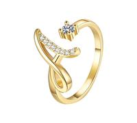 Fycakly Bague Femme Argent Bague avec 26 de l'alphabet anglais pour femme, polyvalente, ouverte, réglable, de Saint-Valentin, cadeau Saint-Valentin, couple s'offrant des cadeaux