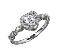 Fycakly Bague Femme Argent Bright Zircon Ring Round White Stone Jewelry Fashion Jewelry Engagement Ring