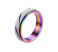 Fycakly Bague Femme Argent Décompression Turnable Frosted Color Ring Anneaux Adultes