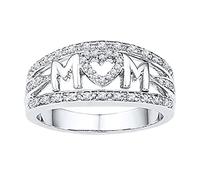 Fycakly Bague Femme Argent Reglable Lettre en forme de coeur Ring Couleur Zircon Séparation Love Rings