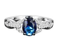 Fycakly Bague pour femme Bague cadeau forme grosse Vintage bleu pierres précieuses ronde paon grande paon anneaux