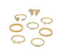 Fycakly Bague pour femme Nouveau Bagua Feuille Anneau Fleur Amour Chaîne Joint Anneau Ensemble De Plusieurs Anneaux Dans Différents Styles