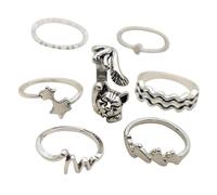 Fycakly Bague pour femme Nouveau Bagua Feuille Anneau Fleur Amour Chaîne Joint Anneau Ensemble De Plusieurs Anneaux Dans Différents Styles