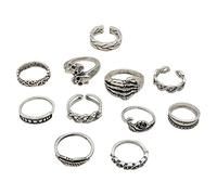 Fycakly Bague pour femme Nouveau Bagua Feuille Anneau Fleur Amour Chaîne Joint Anneau Ensemble De Plusieurs Anneaux Dans Différents Styles