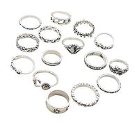 Fycakly Bague pour femme Nouveau Bagua Feuille Anneau Fleur Amour Chaîne Joint Anneau Ensemble De Plusieurs Anneaux Dans Différents Styles