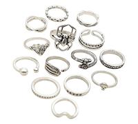 Fycakly Bague pour femme Nouveau Bagua Feuille Anneau Fleur Amour Chaîne Joint Anneau Ensemble De Plusieurs Anneaux Dans Différents Styles