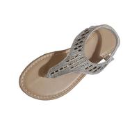 Fycakly Beaux Chaussons Femme Sandales bohèmes à entre-doigts, tongs plates et confortables pour la plage, avec semelle souple, idéales pour les promenades estivales décontractées (Beige, 42)