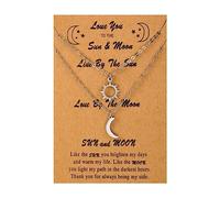 Fycakly Collier Pendentif Collier étoile et lune carte colliers d'amitié assortis colliers de noeud amour pour toujours soeur pendentifs