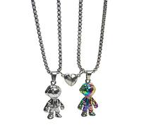 Fycakly Collier Sautoir Couples de jour magnétique 2 autres colliers appariant l'astronaute de la Saint-Valentin chaque colliers attirant cadeau astronaute pendentifs et pendentifs
