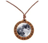 Fycakly Élégant Collier Planètes Collier Pendentif Double Face De Verre Univers Galaxie Système Solaire Pour Les Femmes