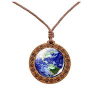 Fycakly Élégant Collier Planètes Collier Pendentif Double Face De Verre Univers Galaxie Système Solaire Pour Les Femmes