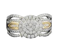 Fycakly Élégante Bague Femme Bague de fiançailles en or Rose plaqué incrusté de Micro, deux couleurs, luxe européen et américain, pour Banquet, nouvelle