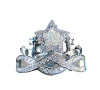 Fycakly Élégante Bague Femme Exquis Super étoile à cinq branches géométrique bague pleine en personnalité rétro tendance géométrique