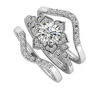 Fycakly Élégante Bague Femme Fashion Lady Ring Set Bagues en cristal pour femmes Set Femmes Fashion Zirconia Sculpture Retro Rings
