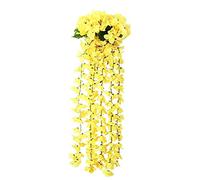 Fycakly Fleurs Artificielles Mur d'accrochage Artificiel Garland Fleurs Panier Violet Pendaison Wisteria artificielles (Yellow, One Size)