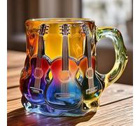 Fycakly Gobelet Café Tasse en verre à motif musical pour guitare, idéale pour l'intérieur. Verrerie unique au design musical, durable et élégante, idéale le thé, le café ou les boissons.