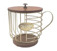 Fycakly Mug The Porte-dosette de café Porte-filtre à café de grande capacité avec couvercle et base en bois Organisateur dosettes rétro Organisateur station Accessoires bar à