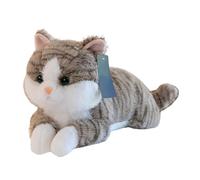 Fycakly Peluche Chat lestée, Jouet réaliste en Peluche, Coussin décoratif Gris, Animaux en lestés pour Enfants et Adultes Doudou Lapin BéBé (Grey, 45cm)