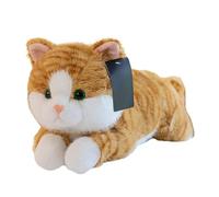 Fycakly Peluche Chat lestée, Jouet réaliste en Peluche, Coussin décoratif Gris, Animaux en lestés pour Enfants et Adultes Doudou Lapin BéBé (Yellow, 45cm)