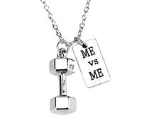 Fycakly Pendentif Collier Ensemble Haltère Pendentif Collier En Acier Inoxydable Fitness Gym Poids Plaque Haltère Colliers Hommes Femmes Chaîne