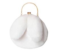 Fycakly Sac Besace Outdoor Cute Ladies Shoulder Bag Casual Shopping Messenger Bag Round Cat Ear Peluche Sac à main (WH1, One Size)