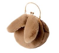 Fycakly Sac Besace Outdoor Cute Ladies Shoulder Bag Casual Shopping Messenger Bag Round Cat Ear Peluche Sac à main (Coffee, One Size)