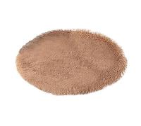 Fycakly Tapis d'hiver chaud pour chats, niches, chiens de petite taille et moyenne, couverture chaude, ronde, en peluche, confortable, coussin pour chat avec aire de jeu à l'herbe à chat, marron