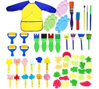 Fycooler 57Pcs Enfants Peinture Kits Éponge Brosses de Peinture Enfant,éponge Peinture pinceaux Outils,Outils de Peinture d'apprentissage précoce d’Enfant,Art DIY Outils de Peinture pour Dessin