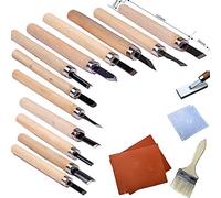 Fycooler Ciseaux à Bois, 18 in 1 Outils Sculpture sur Bois, Kit Sculpture Bois avec 12 Couteau Sculpture Bois,Avec Pierre à Aiguiser - Pour Débutants Menuisier DIY Outils Sculpture sur Bois