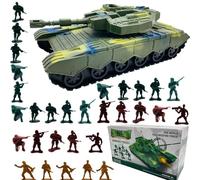 Fycooler Ensemble de Jouets Militaires-Jouet Militaire pour Enfants-Char de Transport Militaire avec 30pièces Figurines Soldats Militaires pour garçons-Coffret Cadeau-Réservoir d'inertie pour Enfants