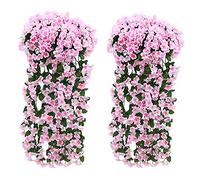 Fycooler Fleurs Artificielles Faux Wisteria Décoration de la Maison Chaque Mèche 90cm Artificiel Wisteria Fleur en Soie pour Mariage Décorations Home Garden Party Decor Fleur de Simulation-Rose