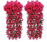 Fycooler Fleurs Artificielles Faux Wisteria Vigne Guirlande Suspendue Romantique Glycine Artificiel Wisteria Fleur 90cm pour Mariage Arche Arrangement Cérémonie Maison Jardin Party Décoration-Rouge