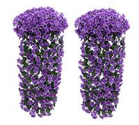 Fycooler Glycine Artificielle Fleurs Artificiel Wisteria Fleur Faux Wisteria Vigne Guirlande Suspendue Artificielles Suspendu Guirlande Artificielle Lierre pour Home Party Mariage Décoration- Violet