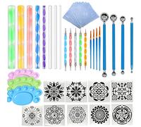Fycooler Kit Mandala Peinture 41Pcs, Pochoir, Dotting Tools Ensemble d'Outils, Galet à Peindre, Pour Le Dessin DIY de Peintures Rupestres et Dessins Artisanaux