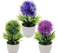 Fycooler Plantes Artificielles Arbre Topiaire Artificiel en Pot Arbre Artificiel en Forme de Boule Fausse Herbe Verte Fraîche Arbustes Bonsaï Verdure pour la Décoration de Jardin de Bureau à Domicile