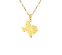 fycouyee Collier pendentif carte du Texas en acier inoxydable