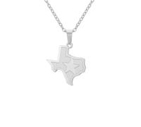 fycouyee Collier pendentif carte du Texas en acier inoxydable