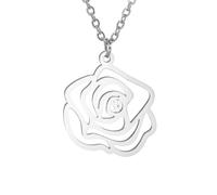 fycouyee Collier pendentif rose ajouré en acier titane