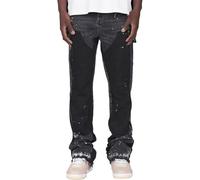 FYCYGG Mens Micro Flare Jeans Mode Encre-Splatter Patchwork Denim Pantalons Printemps Été Casual Pantalons Mit Taschen(Grey,XL)
