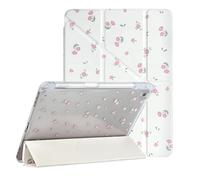 Fycyko Étui pour iPad 9ème/8ème/7ème Génération 10.2 inch(2021, 2020, 2019),Design esthétique à Petit imprimé Floral avec Porte-Crayon, Coque de Protection en TPU Souple, résistante aux Chocs,Blume