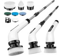 FYDEE Brosse Nettoyage Electrique, Brosse Rotative Nettoyage avec 7 Têtes Interchangeables, Manche Réglable, IPX7 Étanche, Rechargeable USB à 2 Vitesses, Idéale pour Salle de Bain, Maison et Terrasse