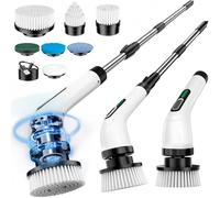 FYDEE Brosse Nettoyage Electrique, Brosse Rotative Nettoyage avec Batterie 3000mAh, 7 Têtes Interchangeables, Manche Réglable, IPX7 Étanche, 2 Vitesses, Idéale pour Salle de Bain, Maison et Cuisine