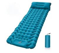 FYDTOP Matelas de couchage gonflable ultra léger avec pompe à pied intégrée, durable, compact et imperméable pour camping, randonnée, piège à tente, voyage (bleu paon)
