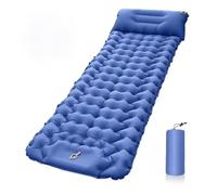 FYDTOP Matelas de couchage gonflable ultra léger avec pompe à pied intégrée, durable, compact et imperméable pour camping, randonnée, piège à tente, voyage (bleu marine)
