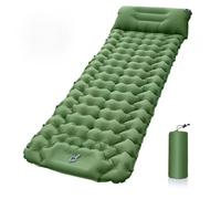 FYDTOP Matelas de couchage gonflable ultra léger avec pompe à pied intégrée, durable, compact et imperméable pour camping, randonnée, piège à tente, voyage (vert olive)