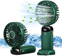 FYDTOP Ventilateur portable rechargeable par USB avec 5 vitesses, mini ventilateur de bureau pliable avec écran LED pour la maison, le bureau, la chambre à coucher, les voyages en plein air (vert)